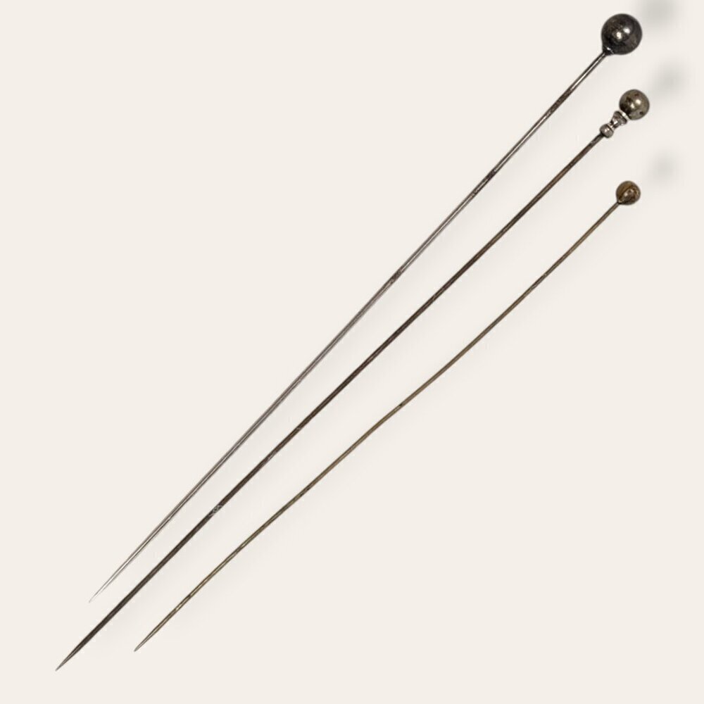Set of 3 Antique Long Hat Pins